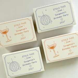 Funny Custom Matchboxes Party Favors, Stole This from Birthday Party, Personalized Matchboxes for Bachelorette Party, Wedding Favors