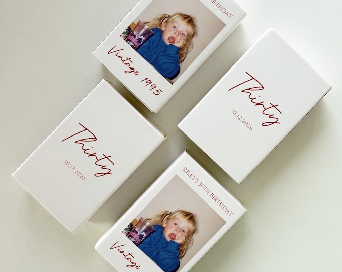 Custom Printed Match Boxes/Birthday Matchbox Party Favors/Birthday Matchbook/Personalized Favors for 21st 30th Birthday/Birthday Table Decor