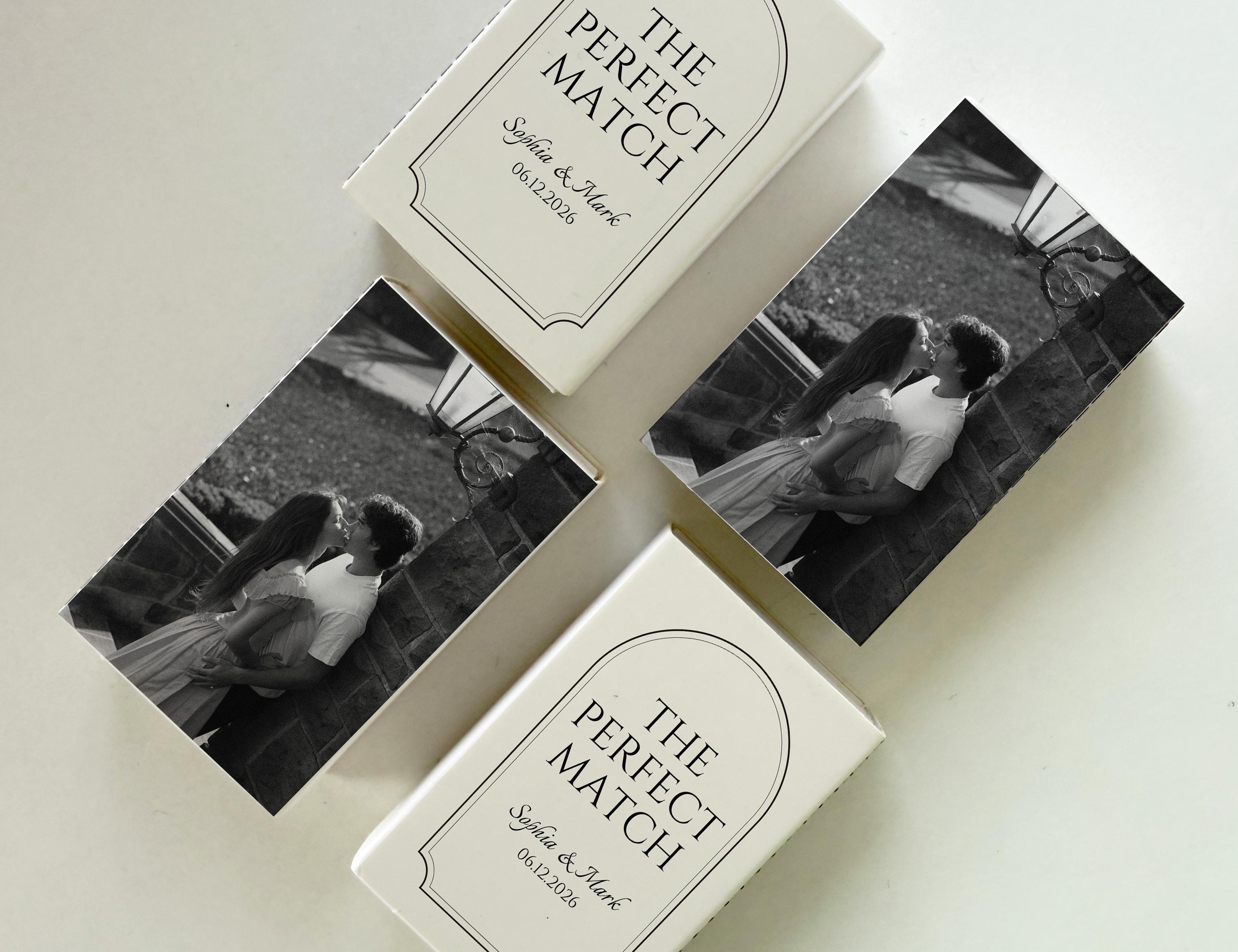 The Perfect Match Wedding Matchbox Wedding Favors for Guests Wedding Matchbooks Personalized Matches for Engagement Party, Bridal Shower