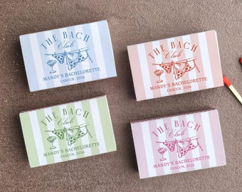 Personalized Bachelorette Matchbook/Stripe The Bach Club Matches/Custom Coastal Bach Weekend Favor/Bachelorette Matchbox/Beach Party Favor