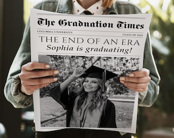 Printed Graduation Newspaper Class of 2025 Senior Keepsake Custom Graduation Gift Custom Graduation Announcement Printable Large Newspaper