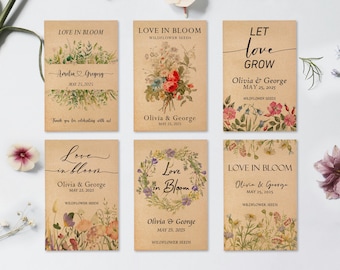 Custom Wildflower Seed Packet for Wedding Favor for Guests in Bulk Love in Bloom Wedding Seed Packet Favor Let Love Grow Bridal Shower Favor