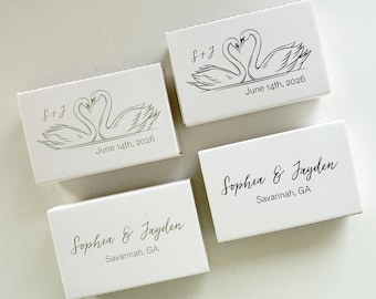 Personalized Wedding Matchbox, Wedding Guest Favors, Personalized Matches Swans in Love, Matchboxes Wedding Party Favor, Celebration Matches