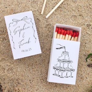 Champagne Tower Wedding Matches/Bridal Shower Matchbox/Personalized Wedding Matchbook/Wedding Favors/ Bachelorette Party Favor/Cutom Matches