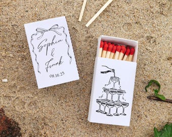 Champagne Tower Wedding Matches/Bridal Shower Matchbox/Personalized Wedding Matchbook/Wedding Favors/ Bachelorette Party Favor/Cutom Matches
