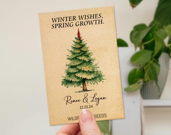 Custom Christmas Seed Packets Wildflower Wedding Seed Favors Holiday Party Favors Christmas Trees Seed Packets Winter Wedding Party Favors