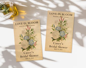 Wildflowers Bridal Shower Seed Packets with SEEDS INCLUDED Love in Bloom Custom Seed Wedding Favors Bulk Guest Gifts Bridal Shower Favors
