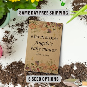 Baby Shower Seed Packet Favors, Baby Shower Party Favors, Baby in Bloom, Let Love Bloom, Seed Packet Favors, Custom Baby Shower Favors