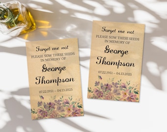 Bulk Funeral Favors, Custom Memorial Seed Packets, Memorial Flower Seeds Favor, Personalized Celebration of Life, Forget me not Seed Packets