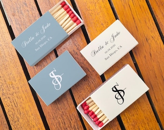 Personalized Wedding Matchboxes, Modern Minimalist Match Favor with Monogram & Names, Custom Wedding Guest Gift, Elegant Wedding Favors
