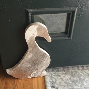 Duck Door Stop - Stopper made out of wood, antique vintage farmhouse look, white paint