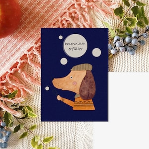 Postkarte "Wunscherfüller" | Gutschein | Grußkarte | retro | Recyclingpapier