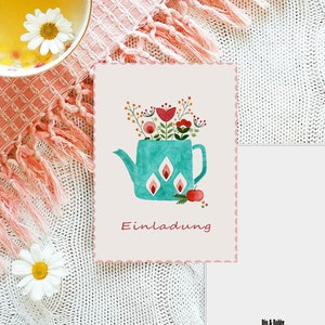 Postkarte Einladung | Blumen | Vase | Grußkarte | retro | Recyclingpapier