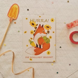 Postkarte Einschulung Fuchs | Party | Schulbeginn | Recyclingpapier