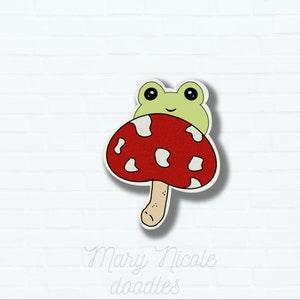 Frog on Mushroom Sticker | Waterproof, Durable, Sturdy, Non-Fade sticker