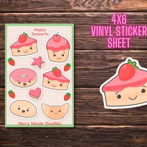 Desserts Sticker Sheet | Cute for Planners Bullet Journal Notebook or Scrapbook,Kawaii sticker sheet