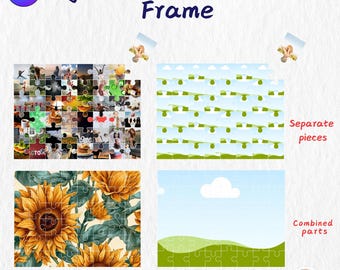Cornice digitale modificabile per puzzle di girasoli (download digitale)