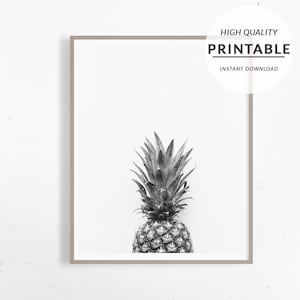 Pineapple Print, Tropical Print, Black And White, Ananas Wall Art, Pineapple Wall Art, Tropical Photo, Digital Download, Poster Scandinavian