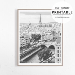 Paris View Print, Black White Print, Parisian Print, Paris Street Print, Poster Paris, BW Photography, Printable Wall Art , Digitial Print