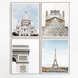 Paris Set of Prints, 4 pieces Set Print, Paris Poster Set, Paris Collage Kit, Eiffel Tower Print, Montmartre Print, Printable Wall Set