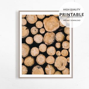 Log Pile Print, Tree Ring Print, Rustic Wall Art, Wall Art Prints, Farmhouse Decor, Printable Art, Digital Download, Scandinav Decor