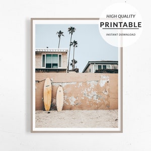 Surf Board Print, Surf Board Wall Art, Surfin Print, California Print, Ocean Beach Print, Ocean Art, Printable Surf Board Print
