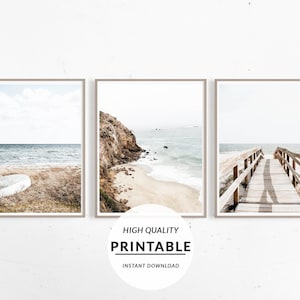 Beach Set of Prints, 3 Pieces Set Print, Coast Wall Prints, Coastal Set Print, Beach Prints, Boho Beach Print, Wall Art Gallery, Digital Set