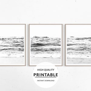 Conjunto de 3 pôsteres de praia, pôster de praia, pôster de oceano, decoração à beira-mar, tríptico de pôster de oceano, tríptico de foto de praia, pôster para impressão