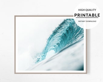 Ocean Wave Print, Wave Poster, Surf Print, Coastal Print, Bleu Water Print, Seascape Print, Boho Print, Tropical Print, Printable Ocean Art