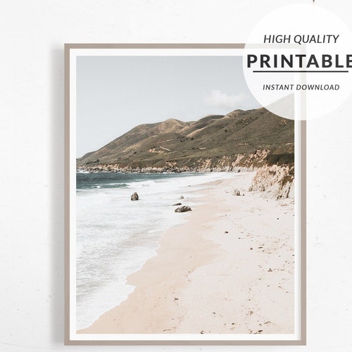 Beach Print Ocean Wall Art Modern Beach Print Boho Print Etsy