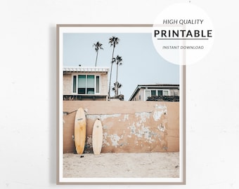 Surf Board Print, Surf Board Wall Art, Surfin Print, California Print, Ocean Beach Print, Ocean Art, Printable Surf Board Print