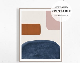 Geometric Prints, Abstract Shapes, Digital Print, Boho Decor, Abstract Neutral, Orange Burnt Print, Boho Wall Art, Printable Wall Art