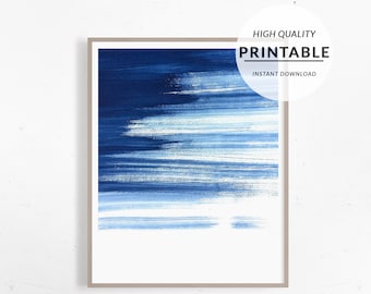 Abstract Paint Art, Abstract Art Print, Printable Wall Art, Abstract Poster, Brush Stroke Print, Blue Art Print, Minimalist Printable