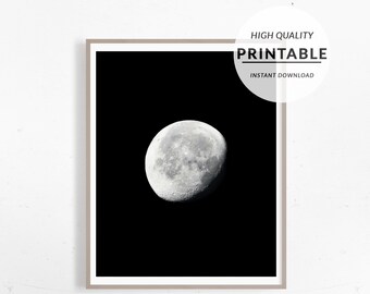 Moon Print, Moon Poster, Astronomy Poster, Full Moon Art, Moon Photography, BW Moon Print, Instant Download, Printable Poster, Digital Print