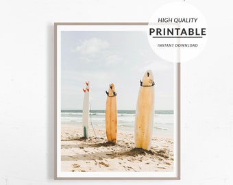 Surfboard Wall Art, Surfboard Print, California Surf Art, Coastal Print, Printable Art, Beach Wall Decor, Digital Surf Print, Boho Beach