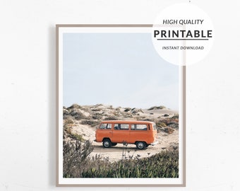 Combi Van Print, Beach Print, Large Wall Art, Coastal Wall Art Decor, VW Camper Print Art, Surf Photo Decor, Beach Decor Room, Printable