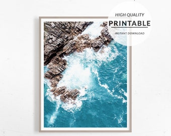 Coastal Wall Decor, Ocean Wall Art, Boho Beach Print, Ocean Photography, Ocean Landscape, Ocean Printable, Seascape Poster, Instant Download