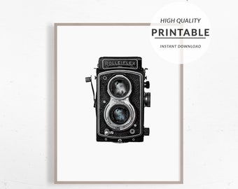 Vintage Camera Print, Polaroid Poster, Printable Camera, Retro Polaroid, Retro Wall Print, Camera Wall Art, Digital Print, Instant Download