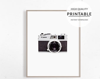 Vintage Camera Print, Polaroid Poster, Printable Camera, Retro Polaroid, Retro Wall Print, Camera Wall Art, Digital Print, Instant Download