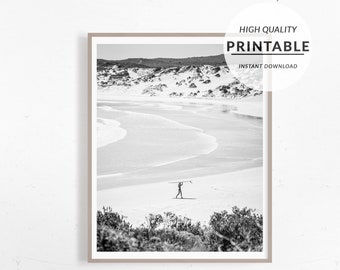 Surf Wall Print, Surf Girl Print, Black and White, Surfin Art, California Wall Print, Surfboard Poster, Printable Wall Art, Digital Prints