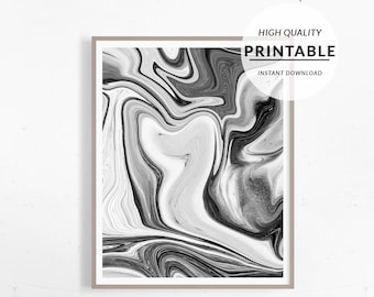 Abstract Print, Marble Print, Abstract Paint, Black And White Painting, Black White Print, Living Room Art, Marble Effect Print, Digital