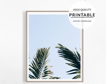 Cartel de palma, cartel de palma, cartel de vibración tropical, cartel de hoja, cartel de árbol, cartel imprimible, póster imprimible