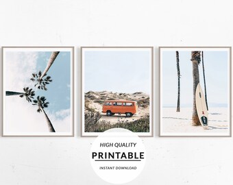Set of 3 Prints, Set Coastal Print, Gallery Wall Print, Coastal Wall Art, Beach Print, Ocean Print, Palm Tree Print, Beach Decor, Download