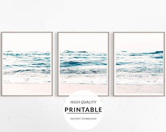 Set of 3 Digital Prints, Beach Prints, Wall Art Prints, Coastal Wall Art, Ocean Prints, Sea Poster Set, Wall Prints Bundle, Boho Wall Print