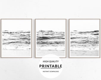 Zestaw 3 plakatów plażowych, plakat plażowy, plakat oceaniczny, dekoracje nadmorskie, tryptyk plakatowy oceaniczny, tryptyk ze zdjęciem plaży, plakat do druku