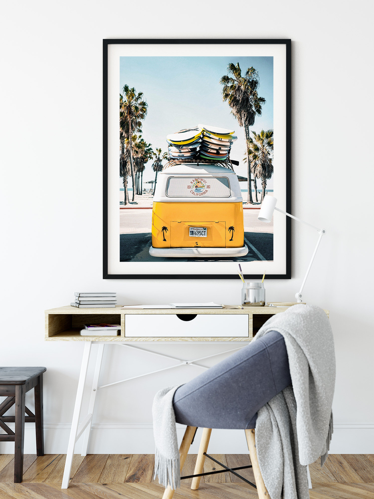 Retro Van Print Art Yellow Surf Van Camper Surf Van Coastal - Etsy