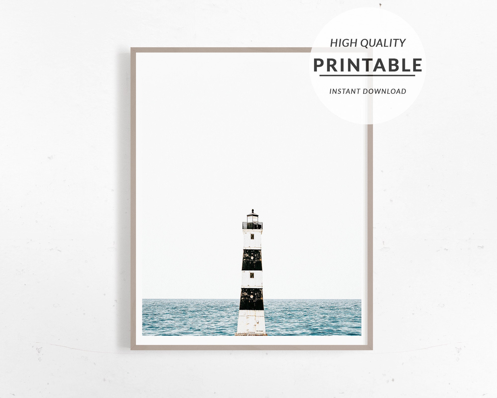 Lighthouse Print, Lighthouse Poster, Lighthouse Wall Art, Coastal Wall Art, Instant Download, Beach Decor, Boho Beach Print, Living Room Art