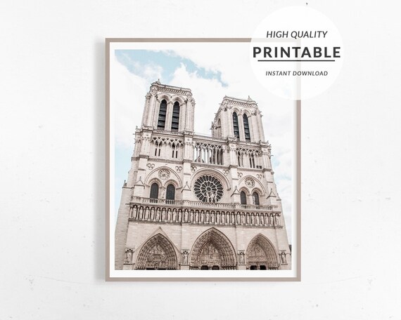 Notre Dame Print Paris Notre Dame Poster Paris Monument | Etsy