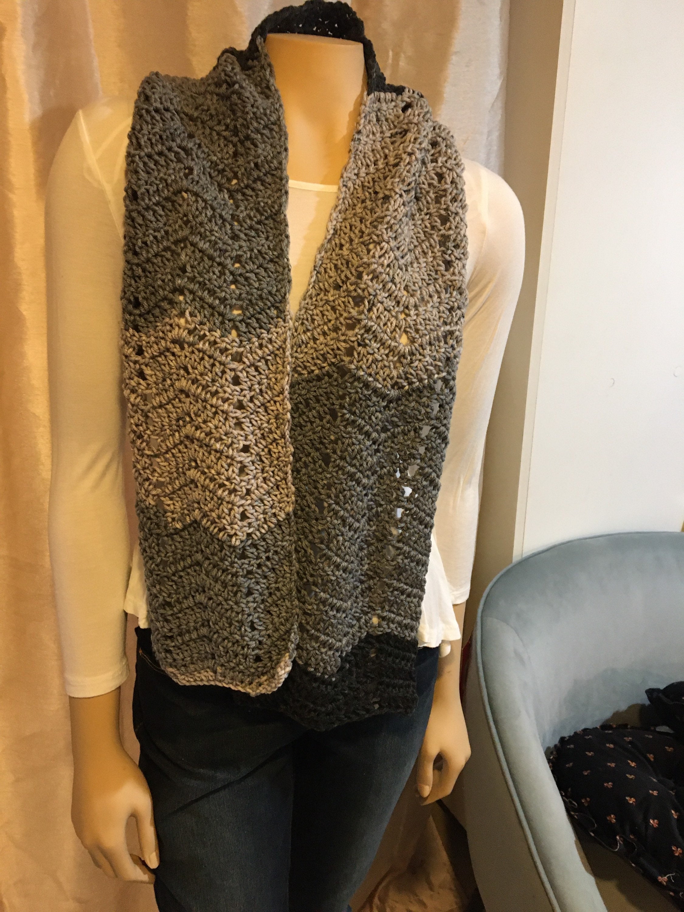 Crochet ZigZag Scarf with Variegated Yarn Etsy