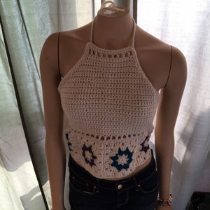 Granny Square Halter Top, Crochet Tops, Tops for Women